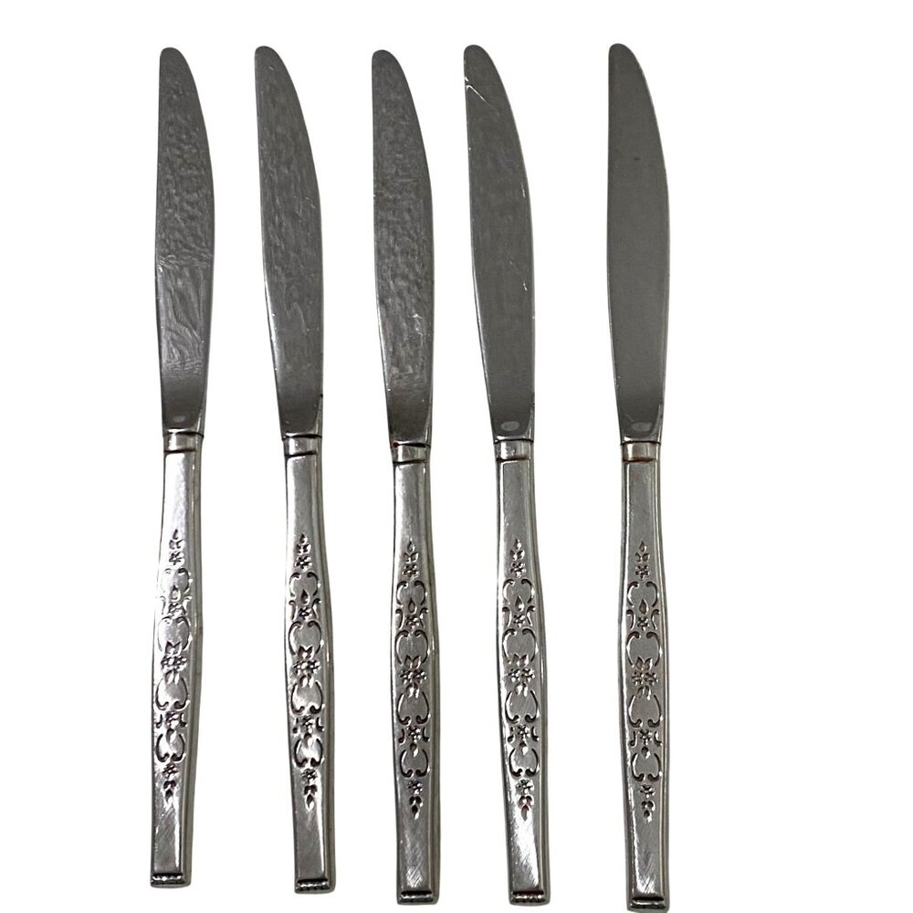 Vtg Wm A Rogers Premier Stainless Oneida SPANADA Hollow‎ Dinner Knife Lot of 5